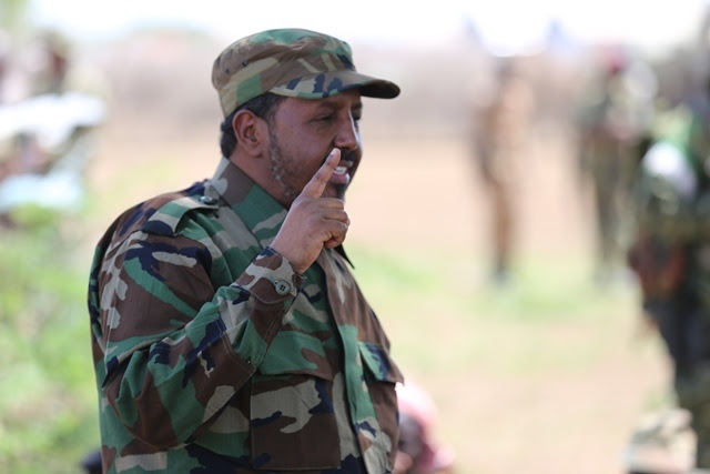 Madaxweyne Xasan Sheekh oo dareyska ciidamada xiran.jpg